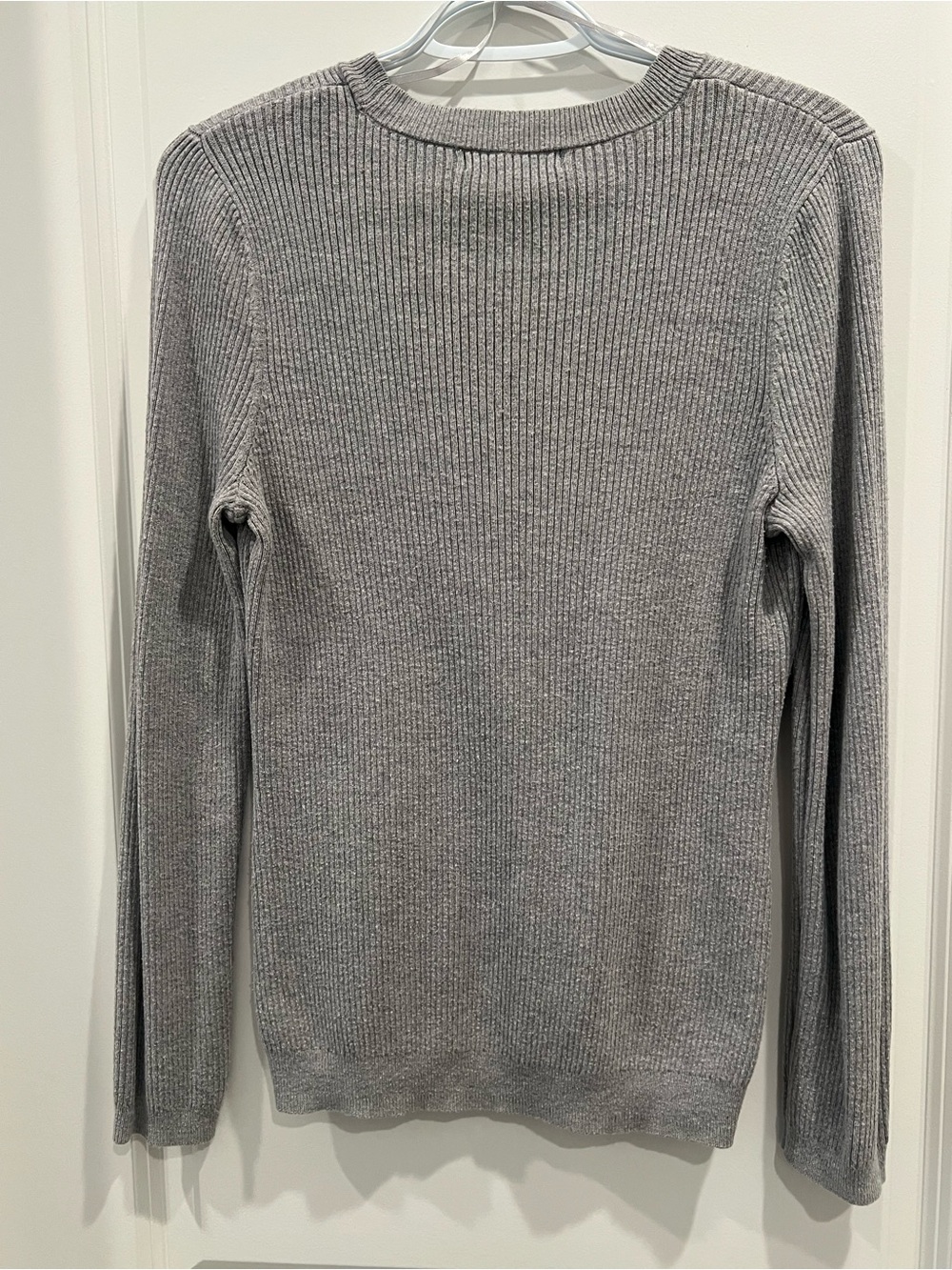 Women's Gray Ribbed Crewneck Sweater